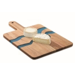 Planche de service en bois d´acacia avec détails en résine époxy bleue couleur bois deuxième vue