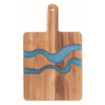 Planche de service en bois d´acacia avec détails en résine époxy bleue couleur bois quatrième vue