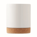 Tasses en céramique blanche avec détail de la base en liège 280ml couleur blanc troisième vue