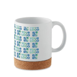 Mug en céramique blanche à sublimation avec base en liège 280ml couleur blanc vue avec zone d'impression