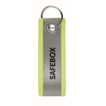 Porte-clés personnalisé en polyester réfléchissant et promotionnel couleur jaune fluorescent troisième vue principale
