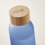Gourde personnalisée en verre colorée 500ml Crystal Resistant couleur bleu transparent vue principale