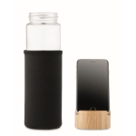 Bouteille en verre antifuite avec bouchon porte-smartphone 600ml couleur noir troisième vue