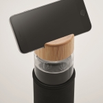 Bouteille en verre antifuite avec bouchon porte-smartphone 600ml couleur noir quatrième vue photographique
