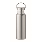 Gourde étanche en acier recyclé avec bouchon et poignée 500ml couleur argenté mat