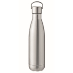 Bouteille isotherme en acier recyclé avec bouchon et poignée 500ml couleur argenté mat