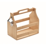 Boîte à bière en bambou avec décapsuleur et capacité pour 6 bouteilles couleur bois