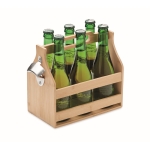Boîte à bière en bambou avec décapsuleur et capacité pour 6 bouteilles couleur bois deuxième vue