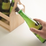 Boîte à bière en bambou avec décapsuleur et capacité pour 6 bouteilles couleur bois cinquième vue photographique