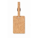Etiquette à bagages avec logo en liège et carte transparente couleur beige quatrième vue