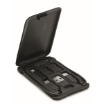 Set de câbles multi-connectés dans une boîte avec support de téléphone couleur noir quatrième vue