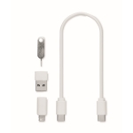 Set de câbles multi-connectés dans une boîte avec support de téléphone couleur blanc troisième vue