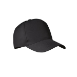 Casquette baseball 5 panneaux en polyester RPET taille 7 1/4 210 g/m2 couleur noir