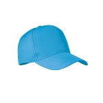 Casquette baseball 5 panneaux en polyester RPET taille 7 1/4 210 g/m2 couleur turquoise