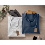 Sac en coton bio coloré avec poignées longues 180 g/m2 couleur bleu marine