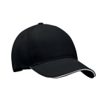 Casquette de baseball en sergé de coton épais bicolore 260 g/m2 couleur blanc/noir