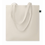 Tote bag en coton équitable avec longues poignées Fairtrade 140 g/m2 couleur beige
