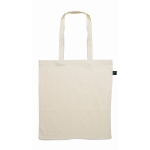 Tote bag en coton équitable avec longues poignées Fairtrade 140 g/m2 couleur beige deuxième vue