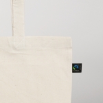 Tote bag en coton équitable avec longues poignées Fairtrade 140 g/m2 couleur beige troisième vue photographique