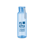 Gourde en tritan de couleurs assorties avec poignée en silicone 500ml couleur bleu clair transparent vue avec zone d'impression