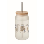 Tasse à cocktail imprimée avec paille en acier et couvercle 400ml couleur blanc transparent deuxième vue principale