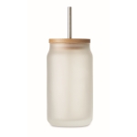 Tasse à cocktail imprimée avec paille en acier et couvercle 400ml couleur blanc transparent quatrième vue