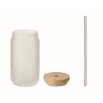 Tasse à cocktail imprimée avec paille en acier et couvercle 400ml couleur blanc transparent cinquième vue