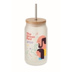 Tasse à cocktail imprimée avec paille en acier et couvercle 400ml couleur blanc transparent vue principale