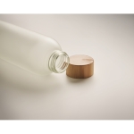 Gourde en verre impression en quadrichromie et bouchon bambou 650ml couleur blanc transparent troisième vue photographique
