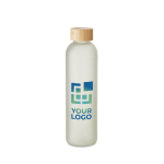 Gourde en verre impression en quadrichromie et bouchon bambou 650ml couleur blanc transparent vue avec zone d'impression