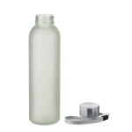 Bouteille en verre floquée du logo avec sangle de transport 500ml couleur blanc transparent