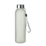 Bouteille en verre floquée du logo avec sangle de transport 500ml couleur blanc transparent