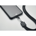 Cordon personnalisé pour téléphone tubulaire en RPET couleur noir