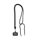 Cordon personnalisé pour téléphone tubulaire en RPET couleur noir vue avec zone d'impression