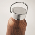 Bouteille en acier recyclé à double paroi avec aspect bois 500ml couleur marron troisième vue photographique