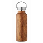 Bouteille en acier recyclé à double paroi avec aspect bois 500ml couleur marron quatrième vue
