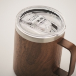 Mug double paroi en acier recyclé avec couvercle et aspect bois 300ml couleur marron quatrième vue photographique