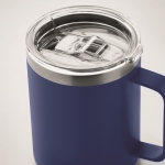 Tasse en acier inoxydable recyclé étanche avec couvercle 300ml couleur bleu deuxième vue photographique