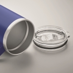 Tasse en acier inoxydable recyclé étanche avec couvercle 300ml couleur bleu troisième vue photographique