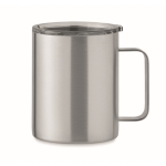 Tasse en acier inoxydable recyclé étanche avec couvercle 300ml couleur argenté mat