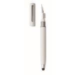 Stylo avec stylet et kit de nettoyage pour écouteurs encre bleue couleur blanc troisième vue