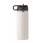 Bouteille logoté étanche en acier inoxydable recyclé avec paille 500ml couleur blanc sixième vue