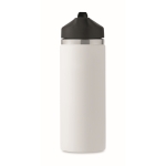 Bouteille logoté étanche en acier inoxydable recyclé avec paille 500ml couleur blanc septième vue