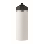 Bouteille logoté étanche en acier inoxydable recyclé avec paille 500ml couleur blanc huitième vue