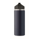 Bouteille logoté étanche en acier inoxydable recyclé avec paille 500ml couleur bleu marine huitième vue