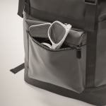 Sac à dos en toile avec fermeture à enroulement et rembourrage couleur noir sixième vue photographique
