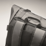 Sac à dos en toile avec fermeture à enroulement et rembourrage couleur noir septième vue photographique