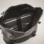 Sac à dos en toile avec fermeture à enroulement et rembourrage couleur noir vue thématique photographique