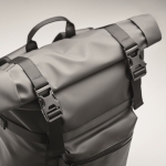Sac à dos en toile avec fermeture à enroulement et rembourrage couleur noir vue photographique