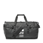 Sac de voyage personnalisé en toile avec fond, poignées et sangle couleur noir vue avec zone d'impression
